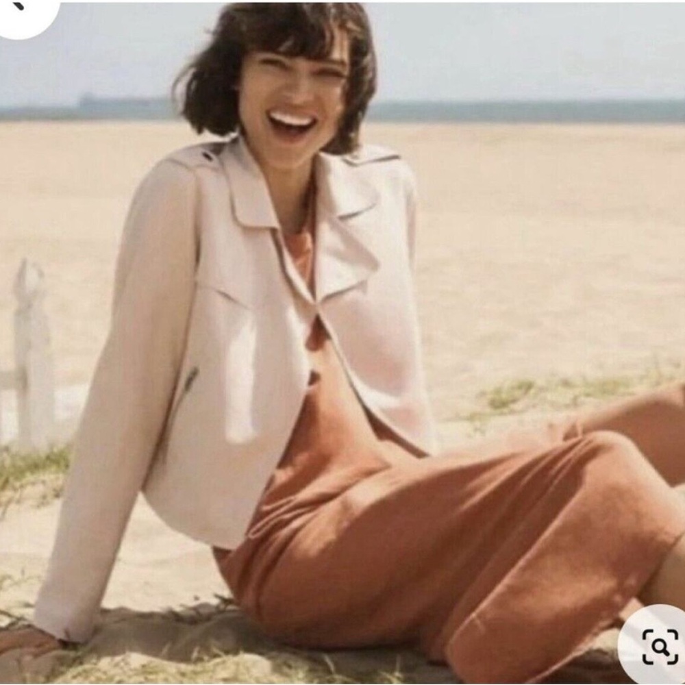Anthropologie Faux Leather Suede Blush Pink Moto Jacket Size Small Women’s